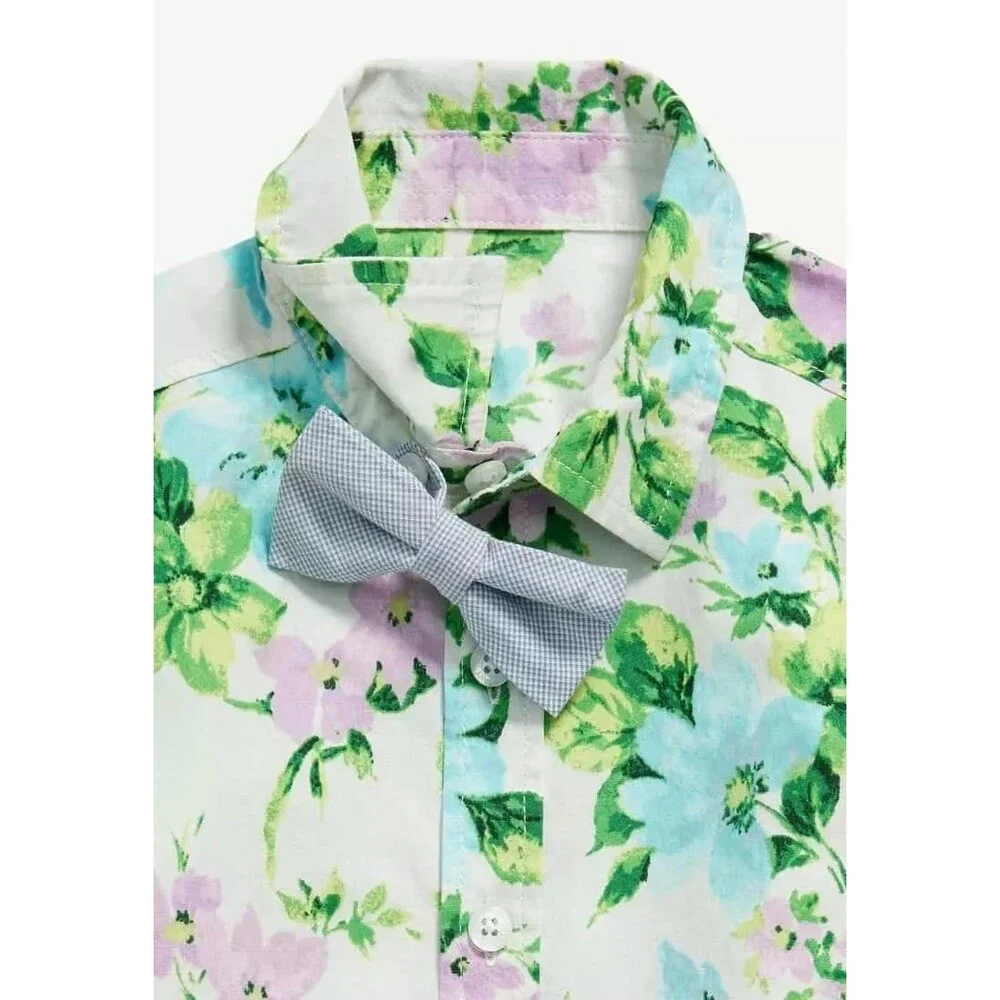 Printed Poplin Shirt & Bow-Tie Set for Toddler Boy 3T